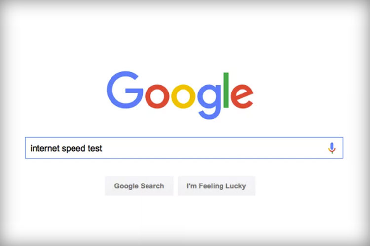 تست گوگل برای ابزاربررسی سرعت اینترنت در بخش جستجو