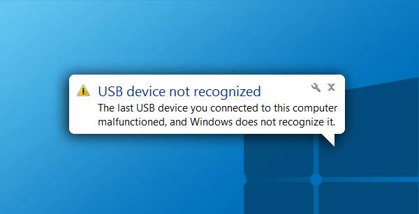 حل مشکل usb device not recognized در ویندوز 10