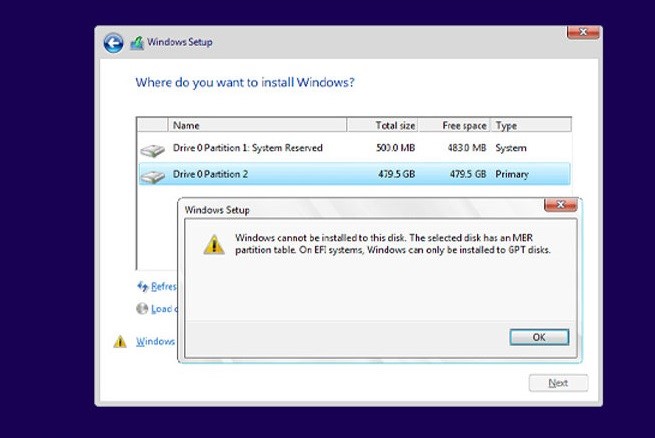 رفع ارور Windows Cannot Be Installed to This Disk | بهترین راه حل‌ها