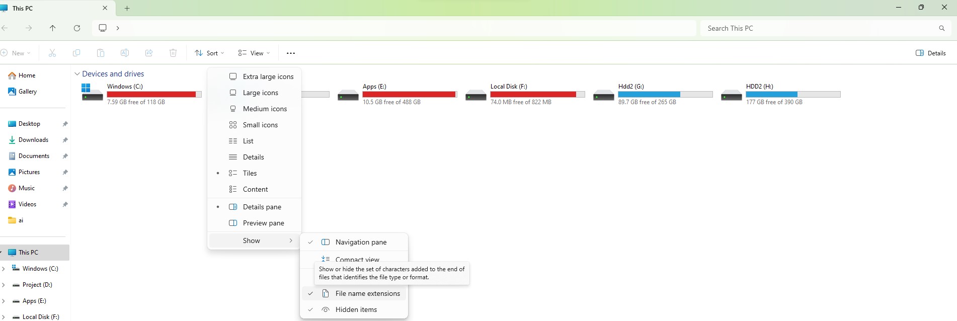 تصویری از پنجره File Explorer Options در ویندوز 11