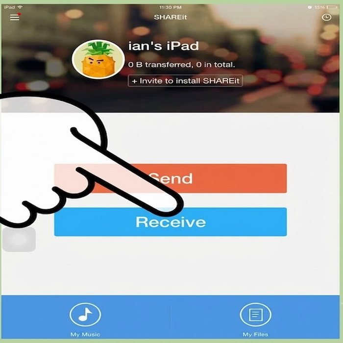 انتخاب گزینه Receive برای دریافت فایل در شریت انتخاب گزینه Receive برای دریافت فایل در شریت