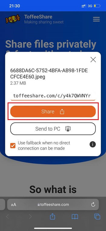 ساخت لینک اشتراک&zwnj;گذاری و زدن Share در ToffeeShare