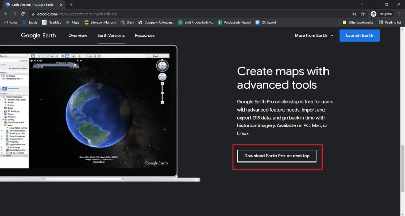 دکمه دانلود Google Earth Pro برای ویندوز در سایت رسمی گوگل دکمه دانلود Google Earth Pro برای ویندوز در سایت رسمی گوگل
