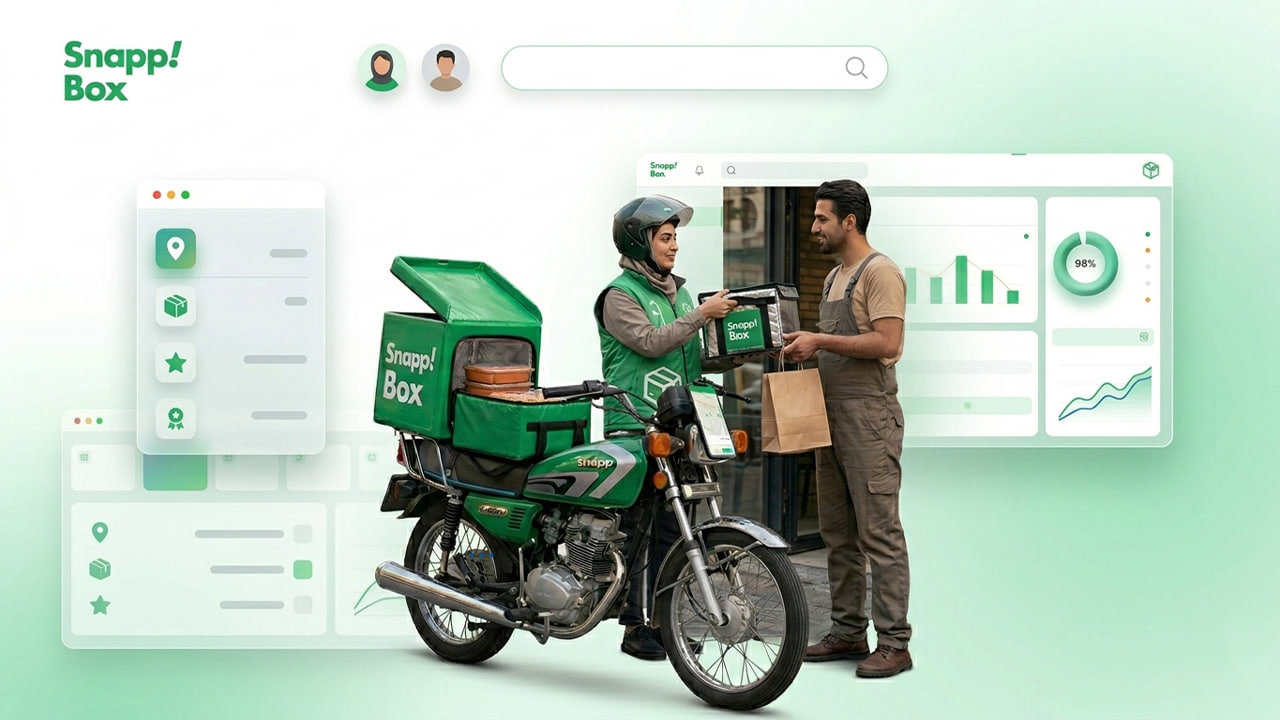 نمایش گرافیکی تحویل بسته توسط پیک اسنپ باکس و داشبورد پیگیری سفارش