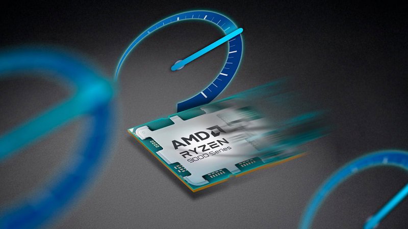 پردازنده دسکتاپ AMD Ryzen سری ۵۰۰۰ در کنار نماد سرعتسنج