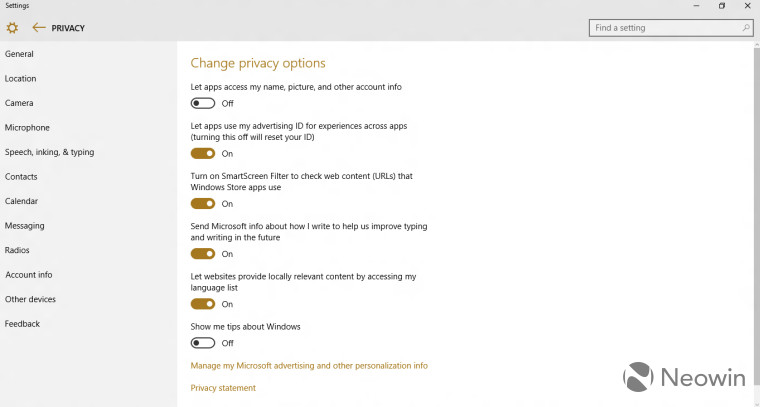 دکمه toggle در ویندوز 10 به این شکل است