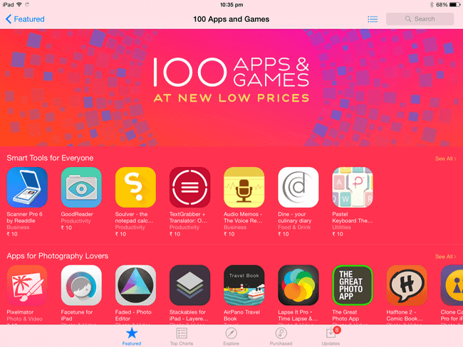 100 برنامه و بازی منتخب اپل با قیمت 99 سنت به مدت محدود