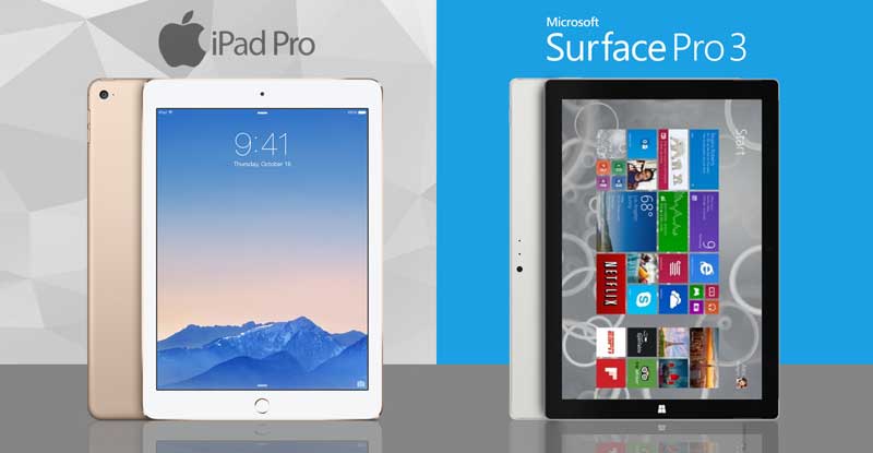 مقایسه سرفیس پرو 3 مایکروسافت با آیپد پرو