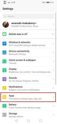 گزینه Apps در تنظیمات گوشی اندروید