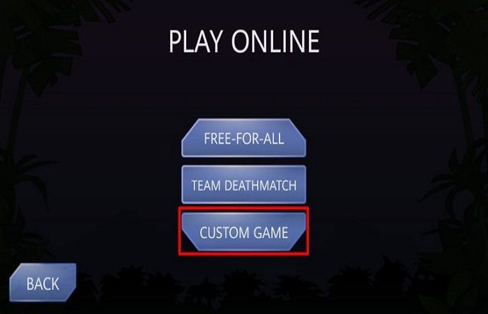 صفحه PLAY ONLINE و انتخاب گزینه CUSTOM GAME صفحه PLAY ONLINE و انتخاب گزینه CUSTOM GAME