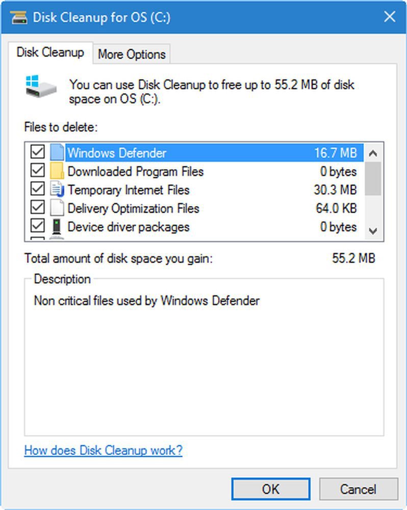 پنجره Disk Cleanup و انتخاب فایل&zwnj;های موقت برای حذف