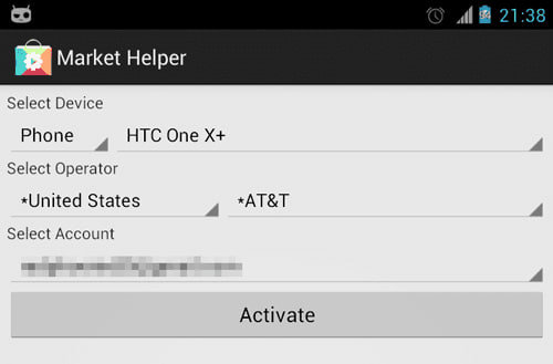 انتخاب مدل دستگاه و اپراتور در برنامه Market Helper