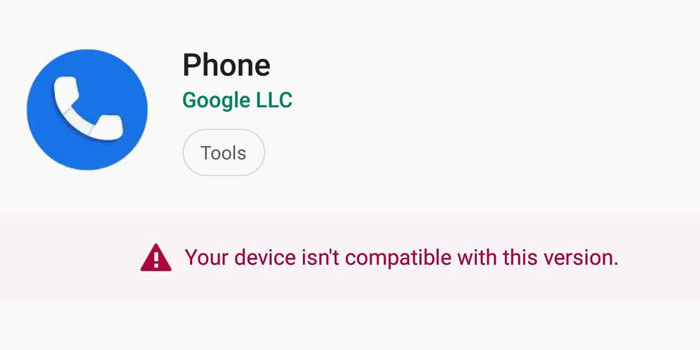 پیام Your device isn't compatible with this version زیر برنامه در گوگل پلی