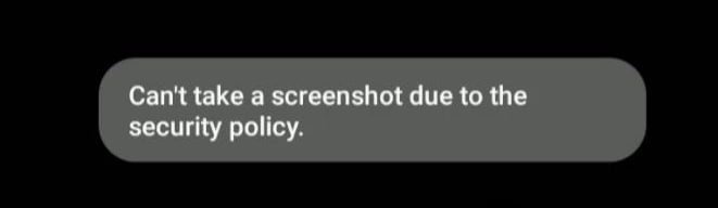 پیام Can't take a screenshot due to the security policy در اندروید