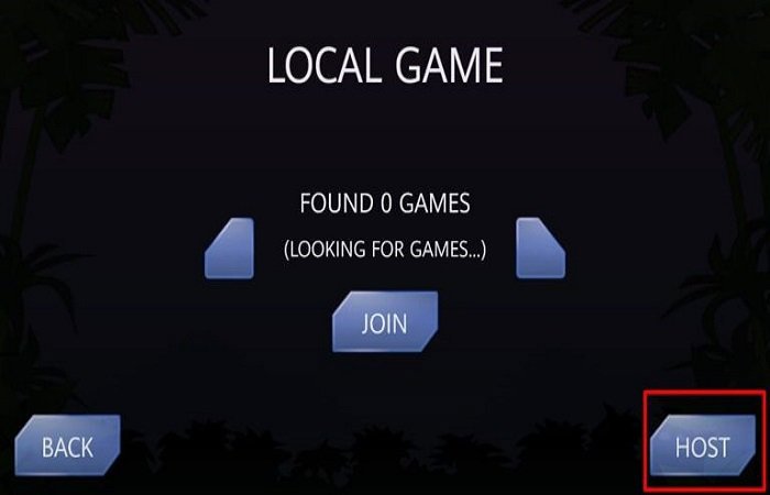 صفحه LOCAL GAME و دکمه HOST برای ساخت اتاق صفحه LOCAL GAME و دکمه HOST برای ساخت اتاق