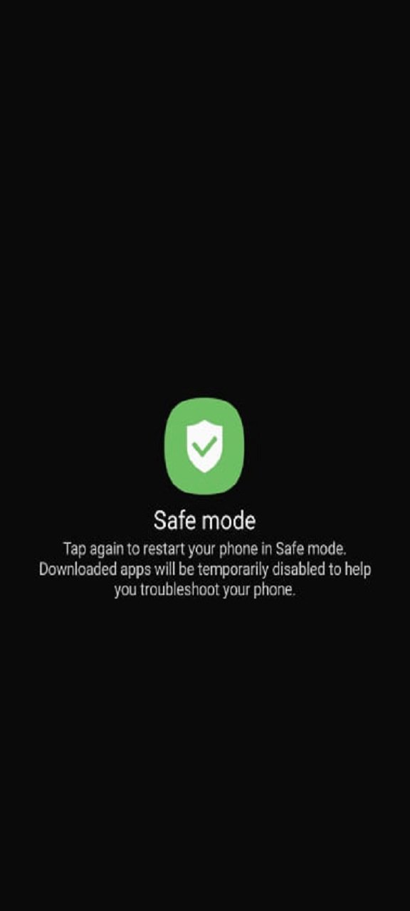 گوشی در حالت ایمن Safe mode با پیام غیرفعال بودن موقت برنامه&zwnj;های نصب&zwnj;شده