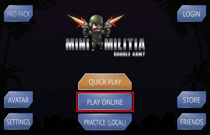 منوی اصلی مینی میلیتیا با گزینه PLAY ONLINE مشخصشده منوی اصلی مینی میلیتیا با گزینه PLAY ONLINE مشخصشده