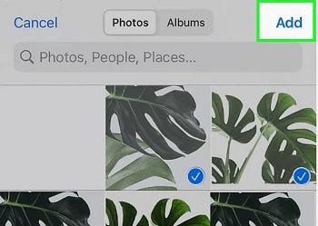 انتخاب عکس&zwnj;ها و زدن دکمه Add در Snapdrop