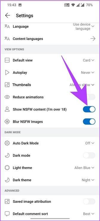 فعالکردن گزینه Show NSFW content در بخش View Options ردیت فعالکردن گزینه Show NSFW content در بخش View Options ردیت