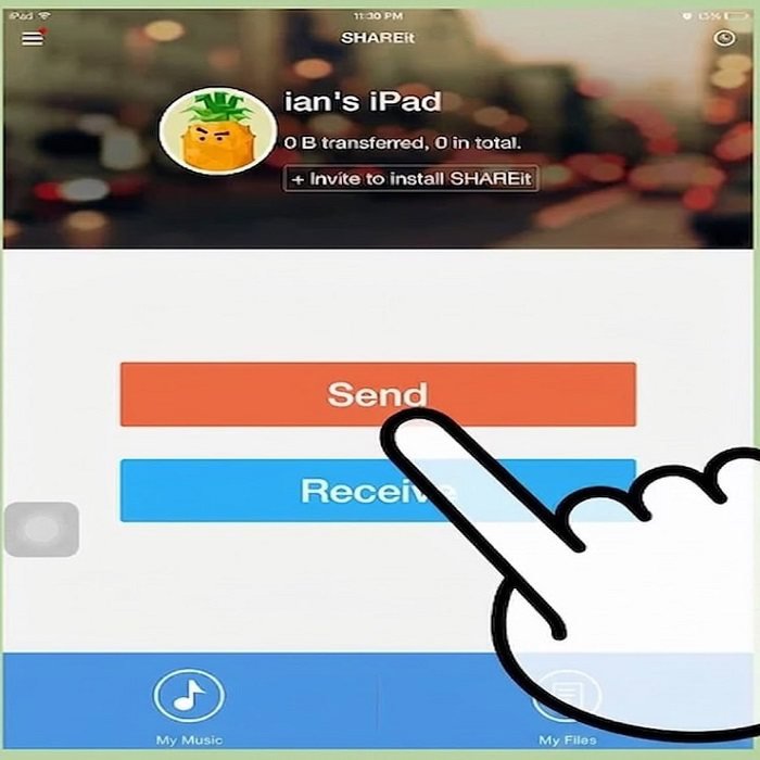 انتخاب گزینه Send در برنامه شریت انتخاب گزینه Send در برنامه شریت