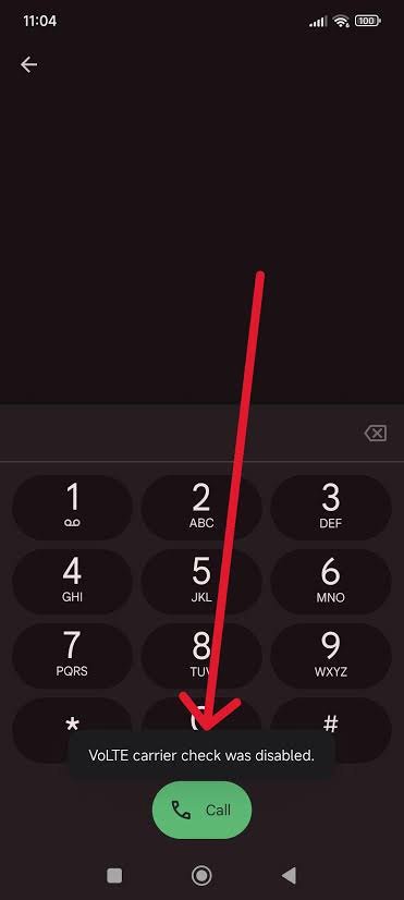 پیام VoLTE carrier check was disabled بعد از وارد کردن کد در شیائومی