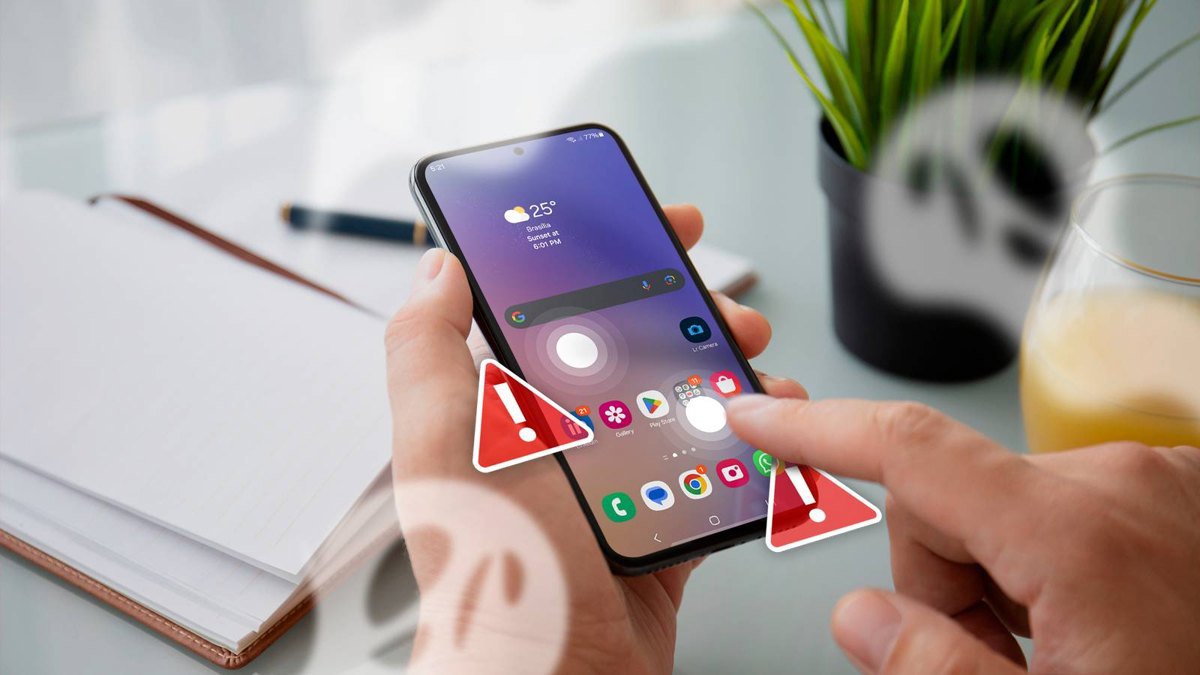 لمس صفحه گوشی و علامت هشدار برای تاچ خودکار (Ghost touch)